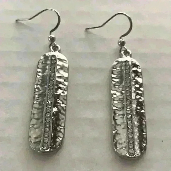 Charter Club new Silver Oval Drop w/ Pave Stones - Picture 5 of 8